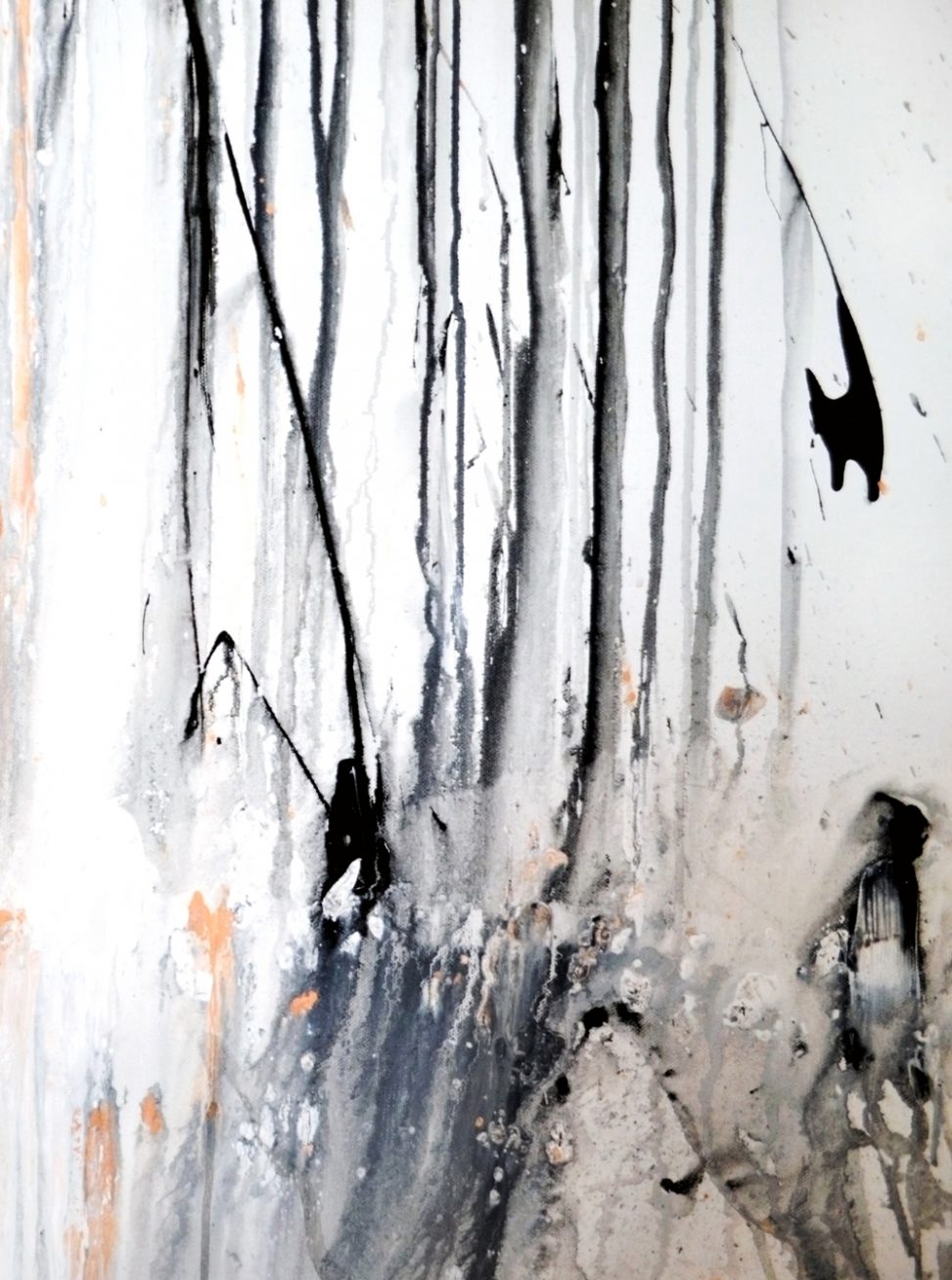 Close up art - form - matières - Ode à la pluie Erica Hinyot painting - gestalt withe black nude colors erica-icare.com