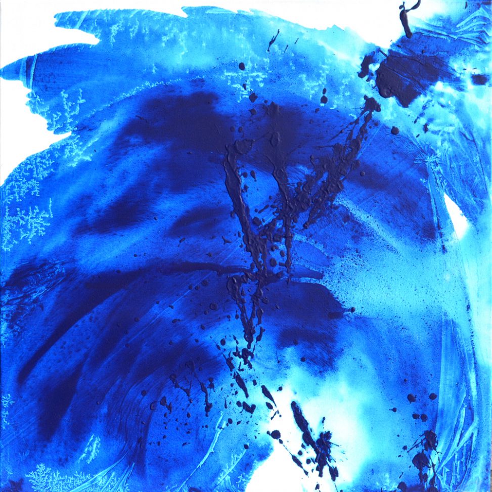The wave painting aquatic blue corail -Erica Hinyot kunst gegenwärtiger moment - art concret