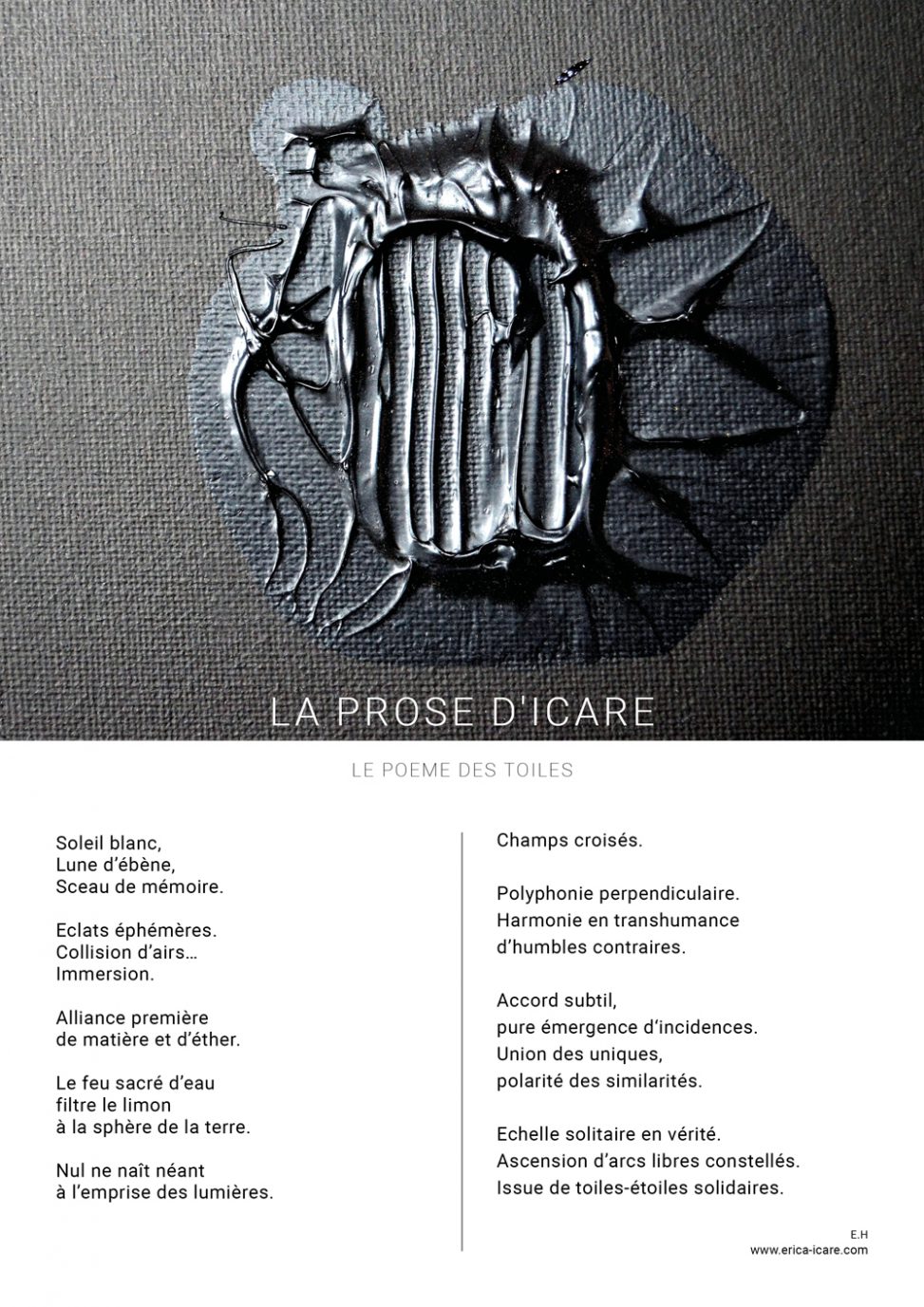 Black imprint - Poêsis, poïein Icarus - solidarity poetry - poetry - Poème Icare - La prose d’Icare, Erica Hinyot www.erica-icare.com
